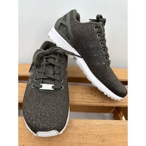 Adidas ZX Flux Womens 8 Olive Green Knit Metallic Torsion Sneakers BY9210